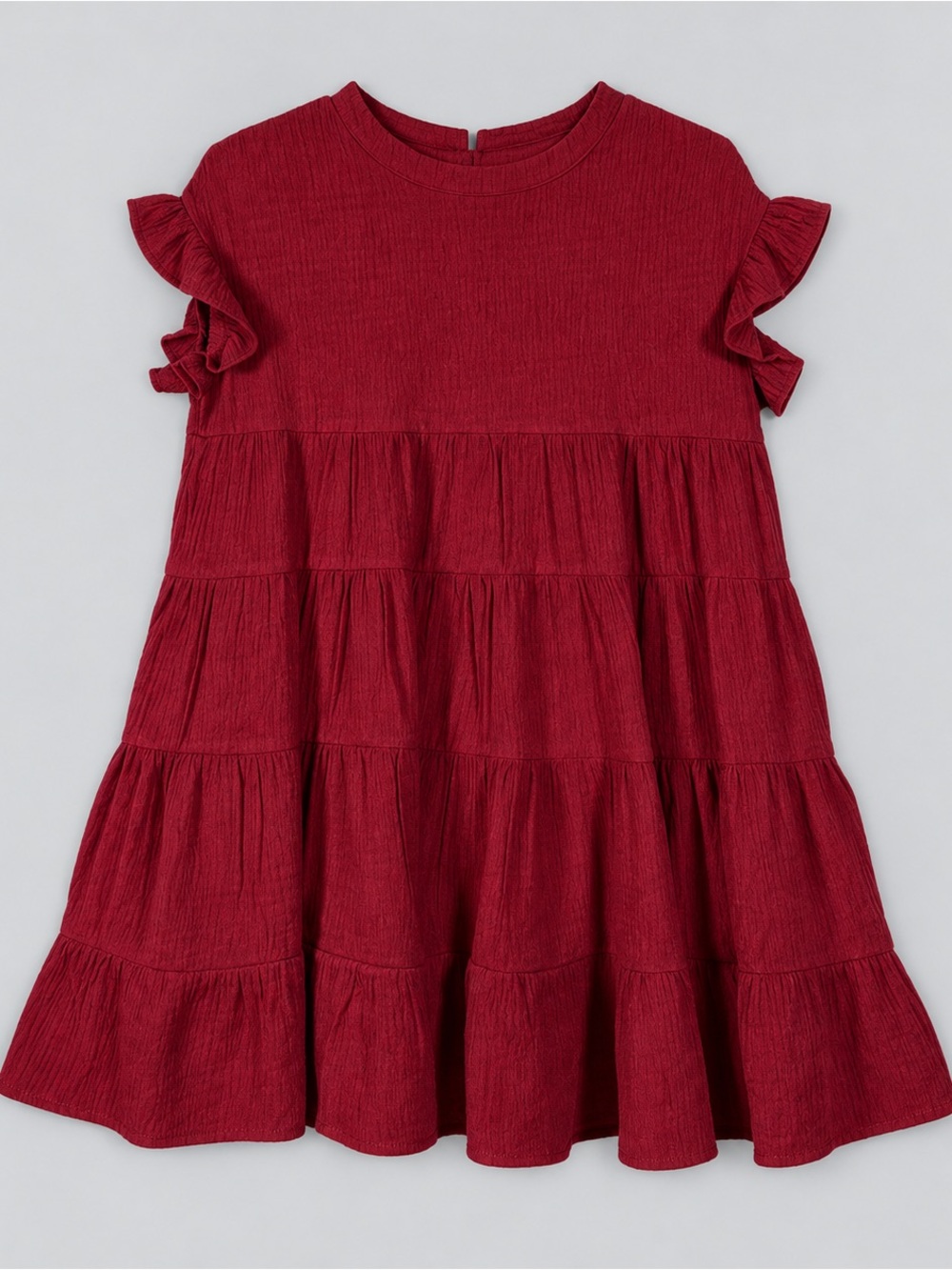 Womens Burgundy Babydoll Ruffle Dress Size Small Bohemian Cottagecore Coquette